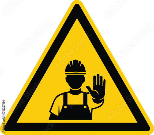 Art of construction worker warning sign