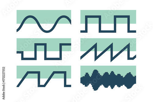 Collection of diverse signal waveforms including sine, square, and sawtooth patterns for data visualization