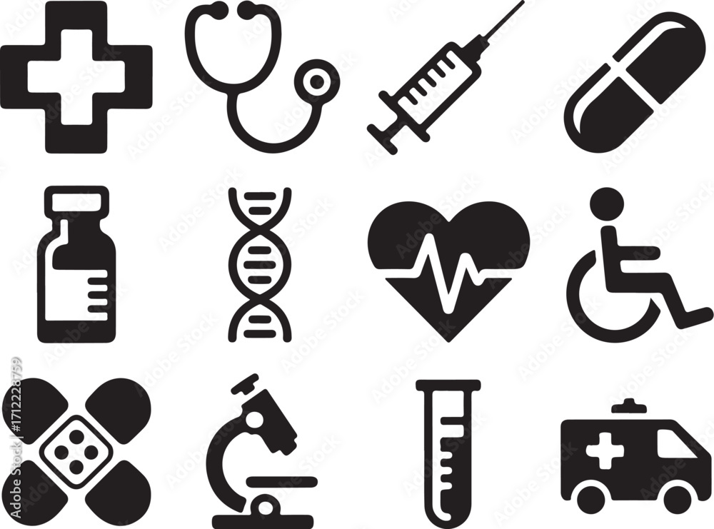 Fototapeta premium Modern healthcare icons for medical innovation and wellness