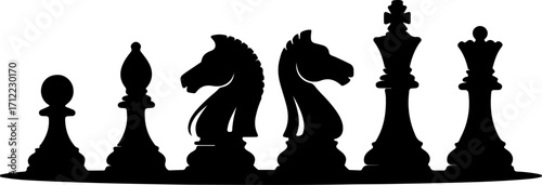 Elegant Chess Piece Silhouettes A Classic Game of Strategy and Intellect in Monochrome