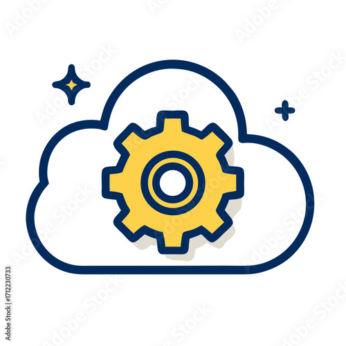 Illustration of cloud computing technology, big data processing, network infrastructure, and server data management