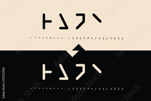 Minimalist japanese kanji symbol with abstract geometric design