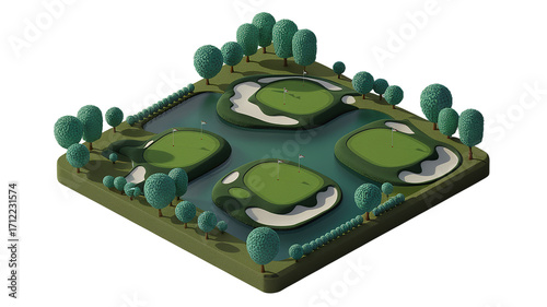Wallpaper Mural Golf course layout with water hazards and manicured greens. Torontodigital.ca