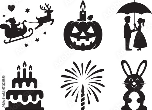 Celebrations icons holiday party festive occasion event joy