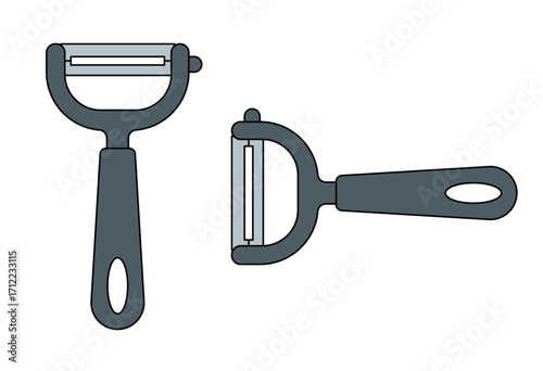 Modern kitchen peeler utensil for vegetable and fruit preparation isolated cooking tool illustration for recipe and food design use