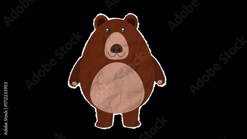Cute Cartoon Animal Character on Paper Texture - Bear