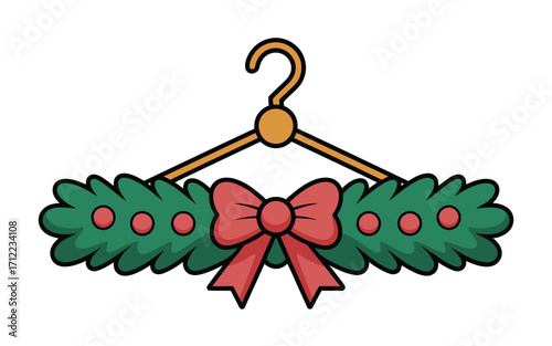 Christmas wreath on a hanger with red bow