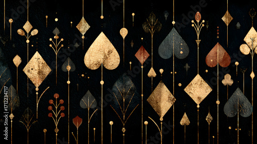 Luxurious Black Playing Cards with Golden Aces and Dice – Premium Casino Aesthetic in Cinematic Lighting