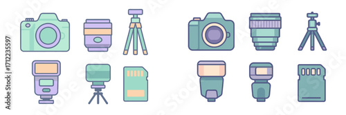 Collection of essential photography equipment and camera accessories for professional and amateur photographers