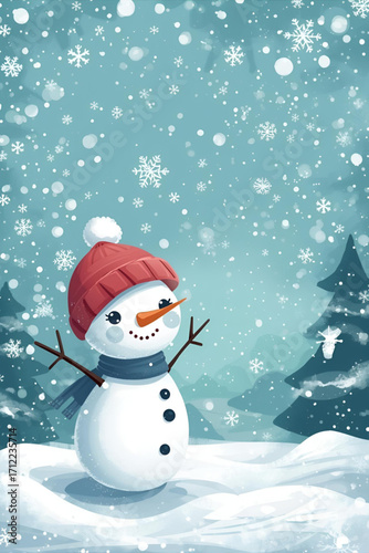snowman with christmas tree