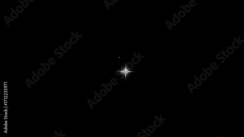 Twinkle light stars sparkle and glitter in a seamless loop animation, twinkle star glitter sparkle, white cartoon, flat, vector, doodles style stars blinking on black screen background. 4k video