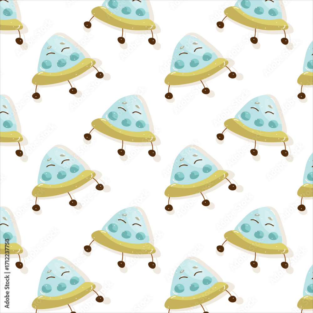 Fototapeta premium pattern, cartoon, seamless, vector, illustration, sea, fish, animal, set, design, wallpaper, space, summer, art, decoration, funny, beach, baby, nature, icon, easter, water, holiday, ornament, ufo