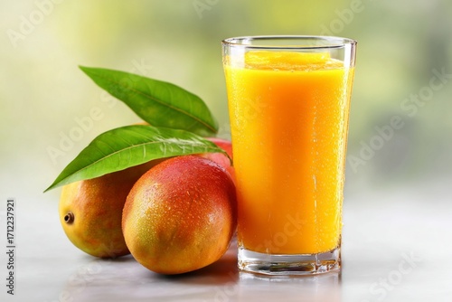 A refreshing glass of fresh orange juice with ripe citrus fruits, perfect for a healthy breakfast