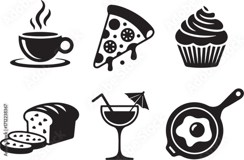 Delicious food icons for menus, recipes, and more
