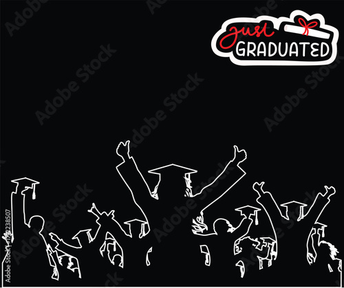 Graduation greeting vector background design. Congrats graduates class text with mortarboard cap and gold flare for graduation ceremony messages. Cheerful graduating students. graduation at university