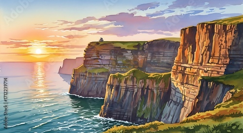 Cliffs at Sunset.