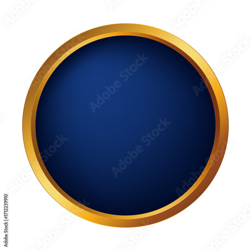 青い背景とゴールドのメタリックフレームの円形素材