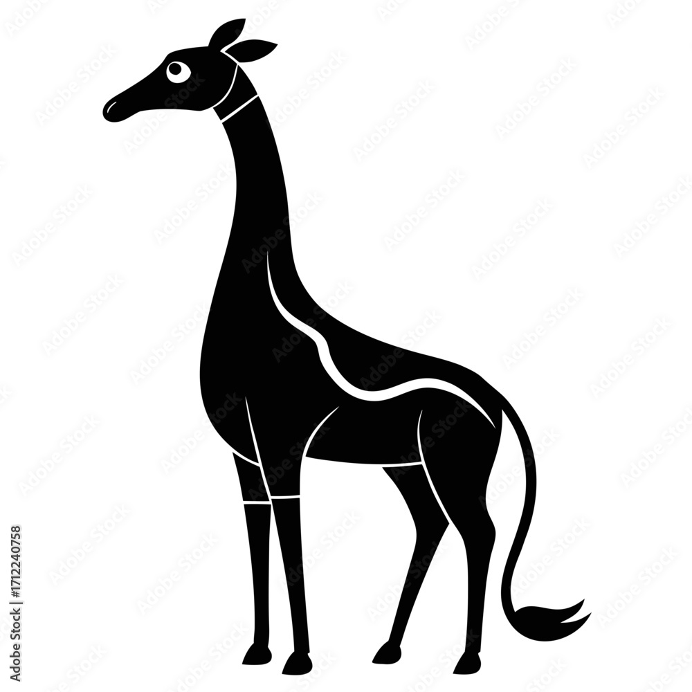 Fototapeta premium Giraffe Neck Stretch vector clean black silhouette design white background
