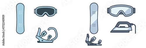 Winter sports equipment and household iron