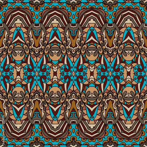 Abstract geometric doodle shapes seamless pattern ornamental. Textile ethnic vintage print vector ethnic hand drawn