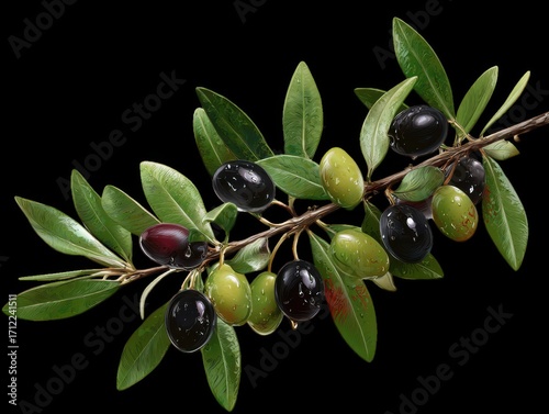Wallpaper Mural Branch of a black olive tree with ripe fruit and green leaves. Torontodigital.ca