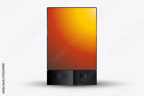 LED mock up screen vector design with the gradient yellow style in Lighting Gaming Monitor Mockup on white background Vector illustration