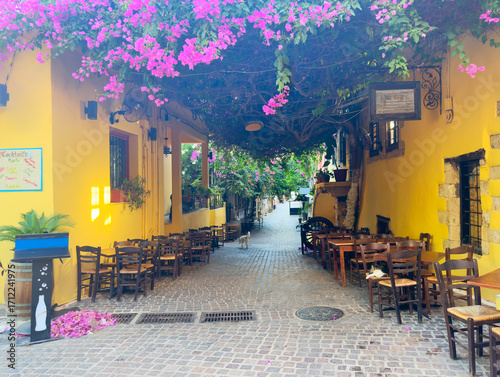 Fototapeta Naklejka Na Ścianę i Meble -  cosy street of Chania, Crete, Greece