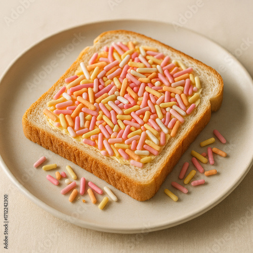 a photograph of dutch vruchtenhagel on buttered bread  on a plate,