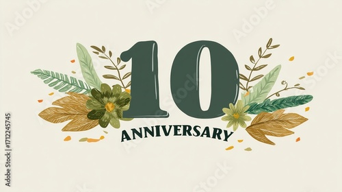 10 years anniversary celebration logotype. 10th anniversary logo. Vector and illustration