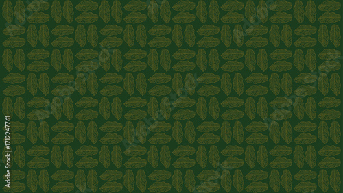 seamless banana leaves line art, Vector art of banana leave in square position with gold color.