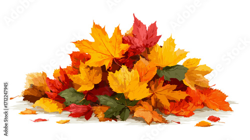 Vector illustration of a pile of autumn leaves isolated on a white background