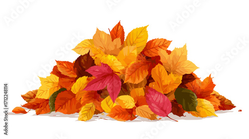 Vector illustration of a pile of autumn leaves isolated on a white background