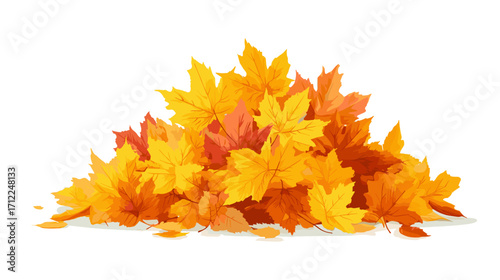 Vector illustration of a pile of autumn leaves isolated on a white background