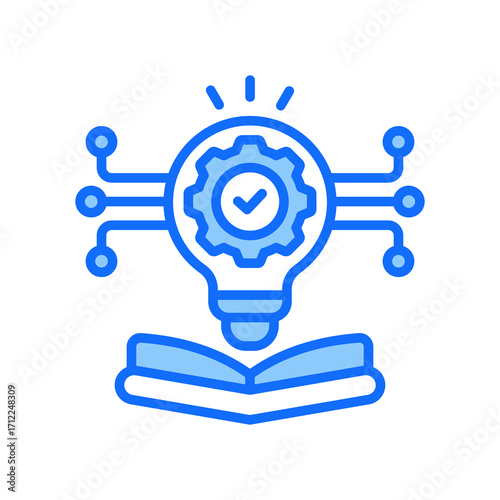 Knowledge Management blue color icon