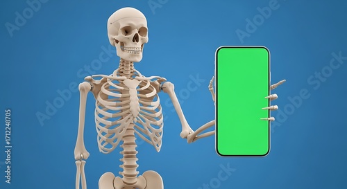 Skeleton Holding Smartphone.