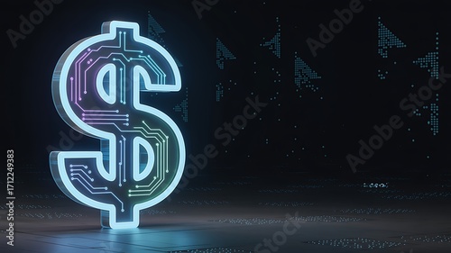 Wallpaper Mural Futuristic dollar symbol rendered with circuit board design representing digital finance and electronic transactions in the cyber world Torontodigital.ca