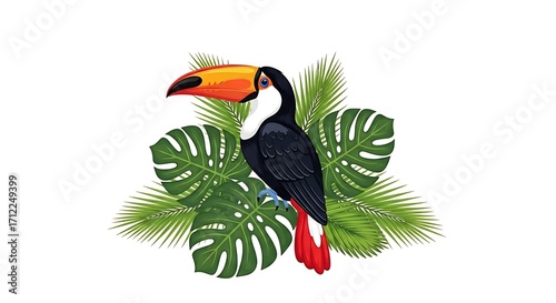 Toucan Bird with Plants.