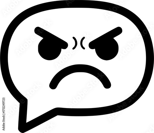 Aggressive Vector Silhouette of an Angry Cartoon Character's Face