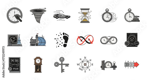 Time and concept icons representing various ideas and concepts.