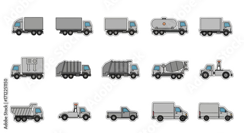 Variety of Commercial Trucks and Delivery Vehicles.