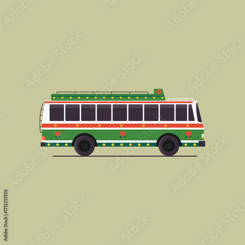 Pakistani indian old vintage bus truck art vector transport