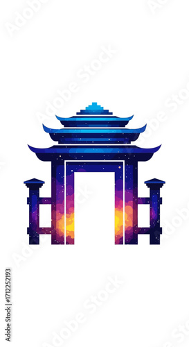 Vibrant Asian-Inspired Gate Structure.