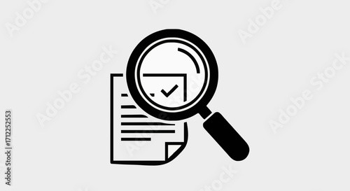 Magnifying glass inspecting a document with a check mark.