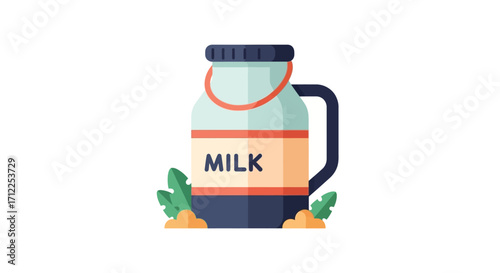 Vintage Milk Can with Handle and Label.