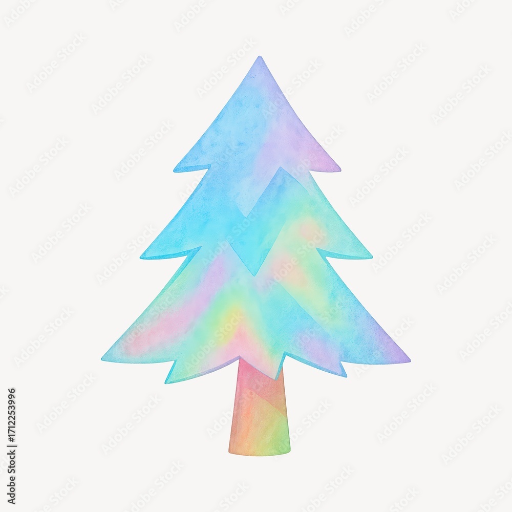 Obraz premium Colorful pastel Christmas tree illustration.