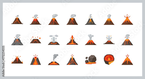 Volcano Eruption Stages - A Detailed Vector Illustration of Volcanic Activity.