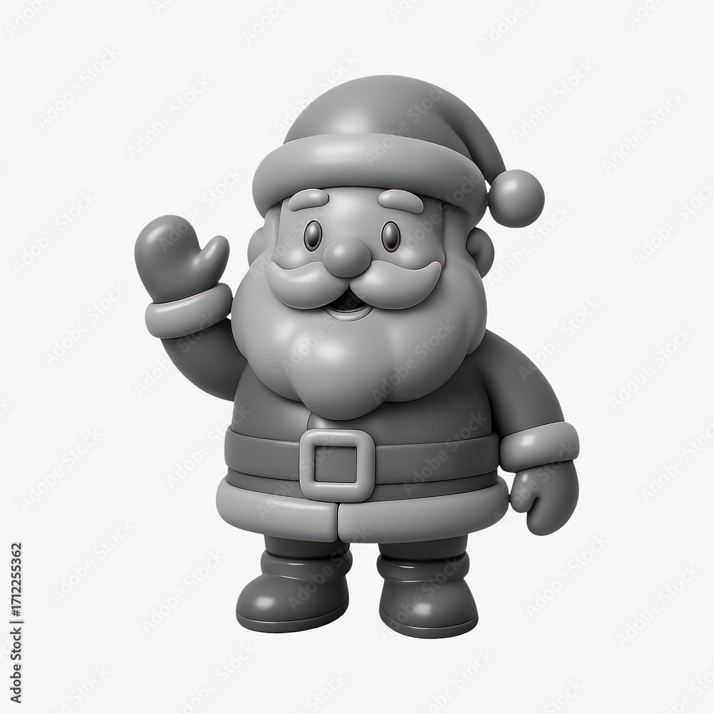 Fototapeta premium Monochrome Santa Claus figurine waving