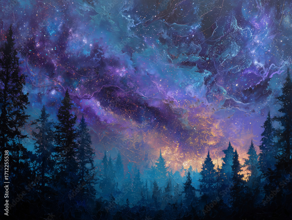 Obraz premium Celestial Forest Abstraction