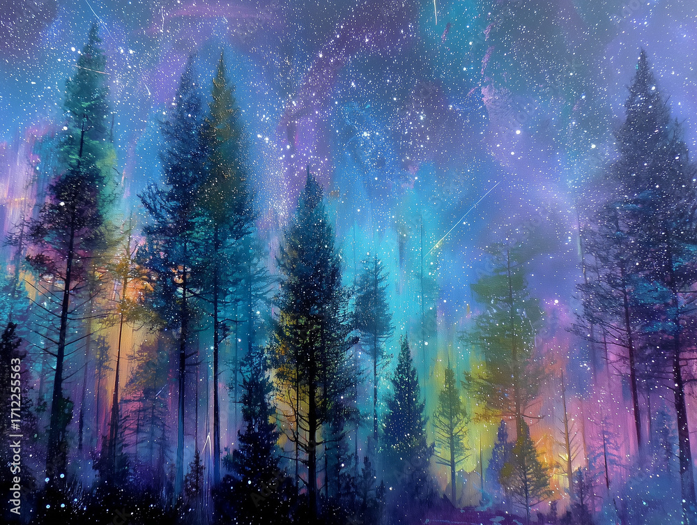 Obraz premium Celestial Forest Abstraction