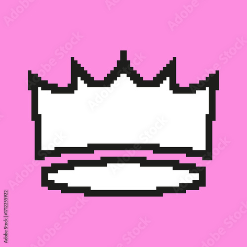 Sharp Crown With Bold Edges Pixelated Icon. Pixel Art Symbol of Monarch Crown With Strong Silhouette and High Spikes. Isolated Vector Illustration